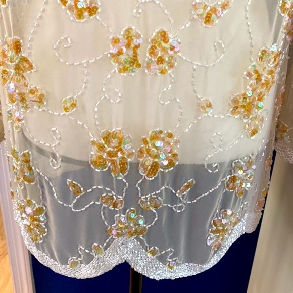 Women’s Michelangelo Beaded and Iridescent Sequined Fully Lined Top Size 8 - Picture 8 of 10